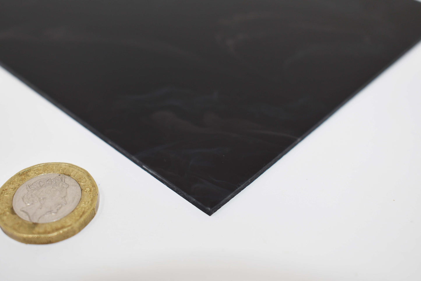 3mm AH-058 Black and light white marble acrylic sheet "Black Smoke"
