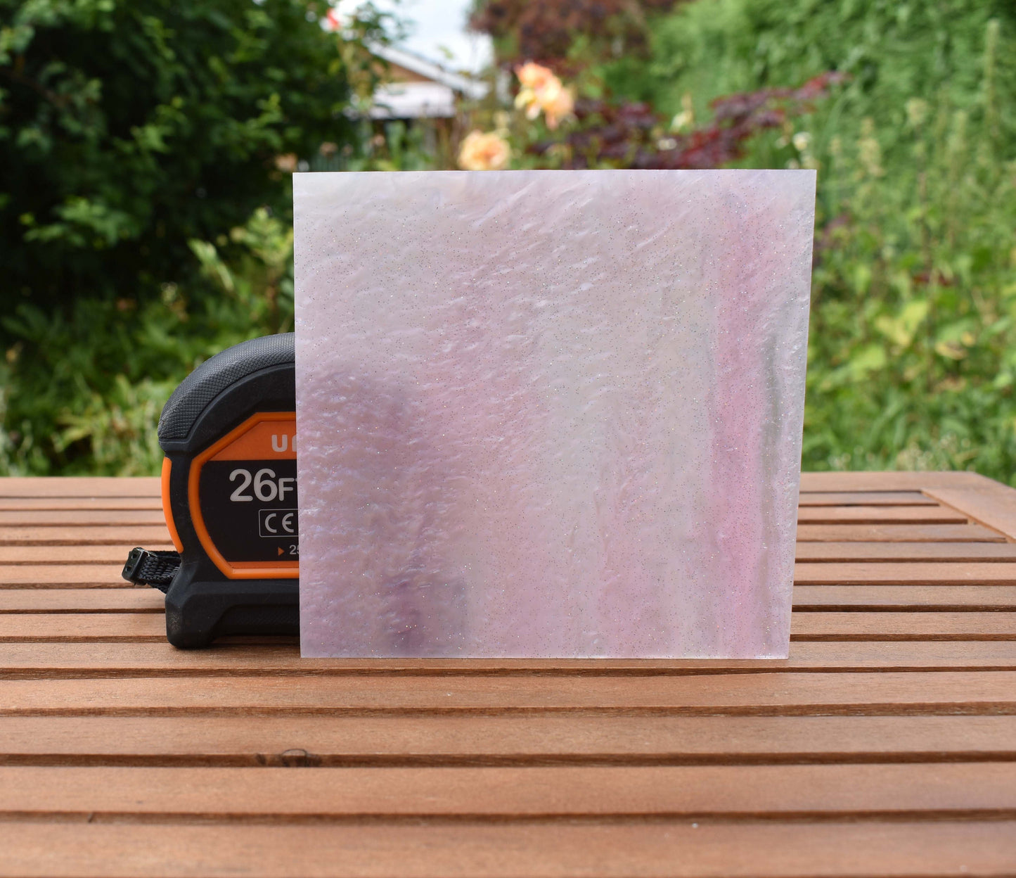 3mm AH-045 Baby pink shimmery marble & holographic glitter acrylic sheet